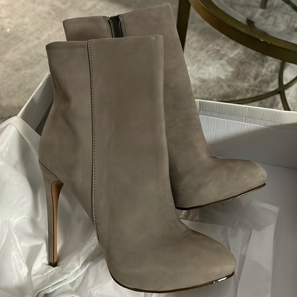 Schutz Hi Heeled Platform Suede Booties - Picture 1 of 11